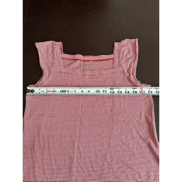 Loft Womens Red & White Striped Cap Sleeve Top Size SP - Picture 7 of 7